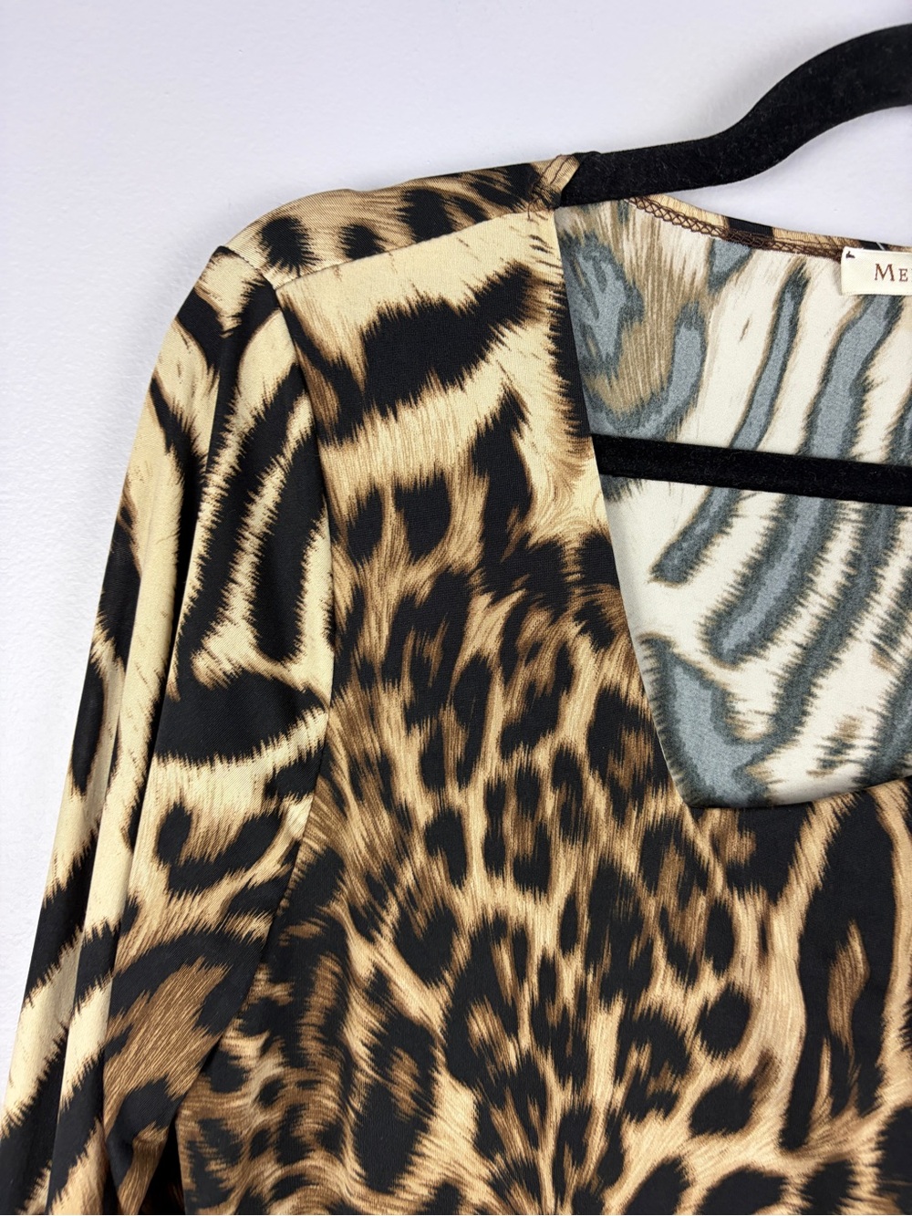 Melanie Lyne Size 12 Leopard Zebra Animal Print Asymmetrical Tunic Top - Picture 5 of 14